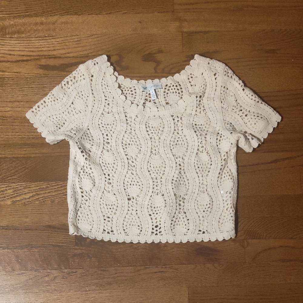 Jessica Simpson Cream Lace Crop Top